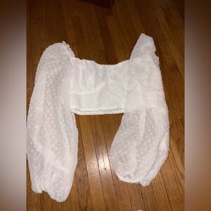 White bubble sleeve top from SHEIN